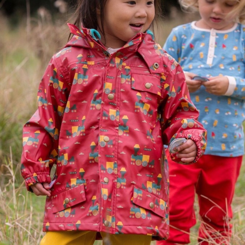 Little Green Radicals Recycled Waterproof Rainwear Sky Train Size 1-2 Years $112